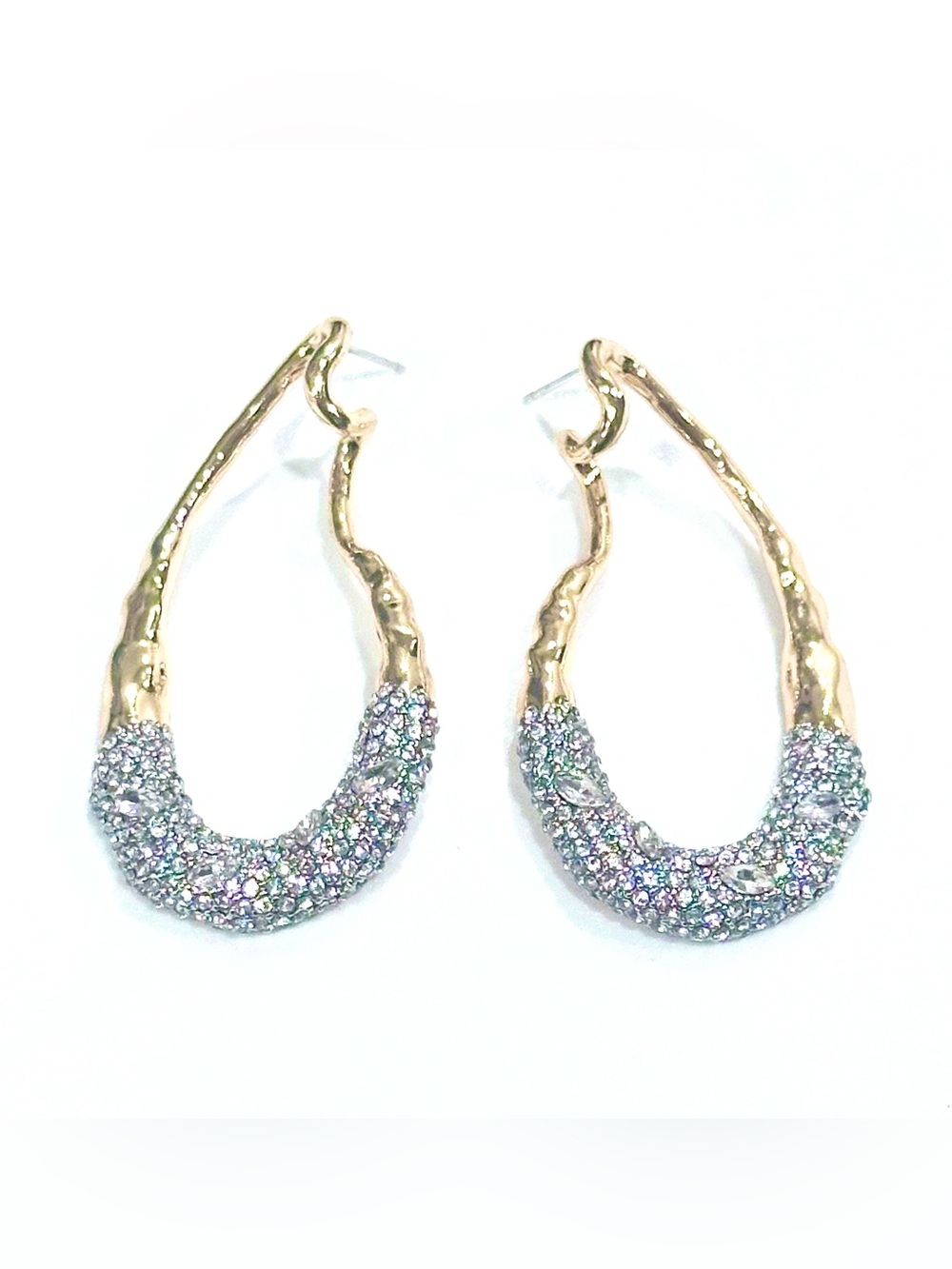 Alexis Bittar Gold and Crystal Hoop Earrings